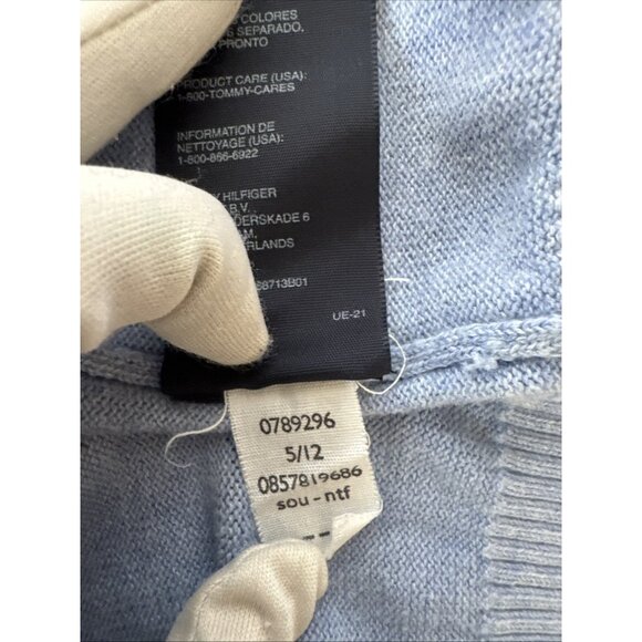 Tommy Hilfiger Mens Light Blue Sleeveless V-Neck Sweater Vest L Cotton Blend - Picture 5 of 11